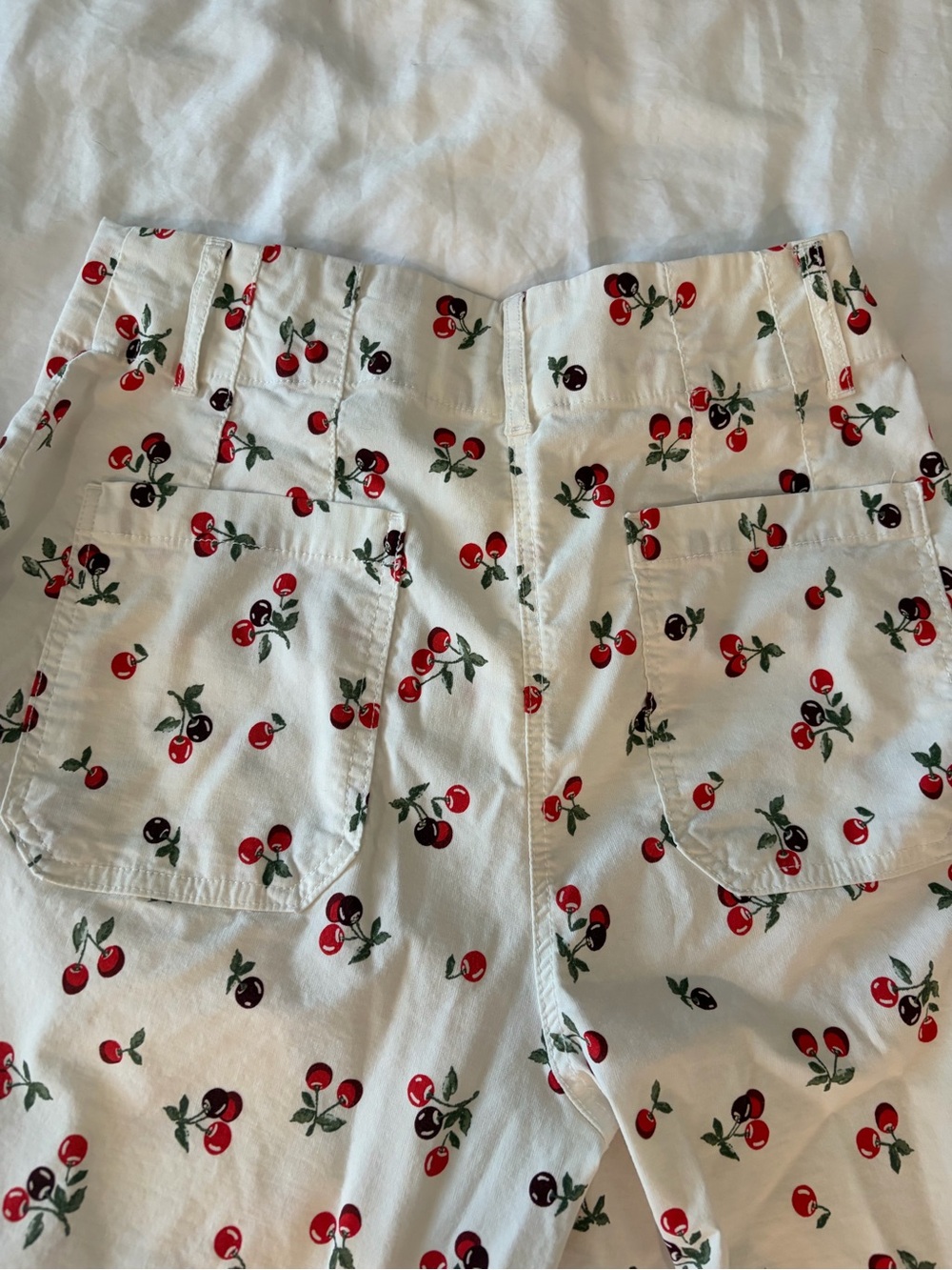 White Cherry-Print Women's pants
